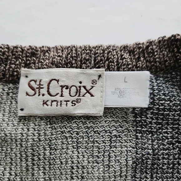 Vintage St Croix Men's Knit Sweater Coogi Style Biggie Cosby L Made USA - Picture 2 of 16